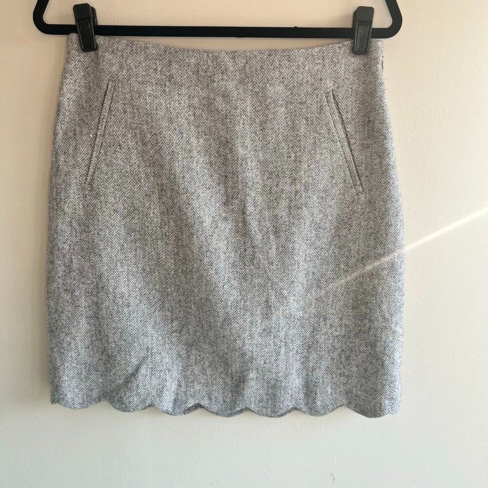 TALBOTS WOOL BLEND GRAY SCALLOPED EDGE HEM PENCIL SKIRT SIZE 8P
